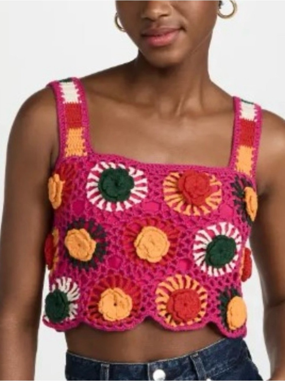 Farm Rio Crochet Floral Crop Top